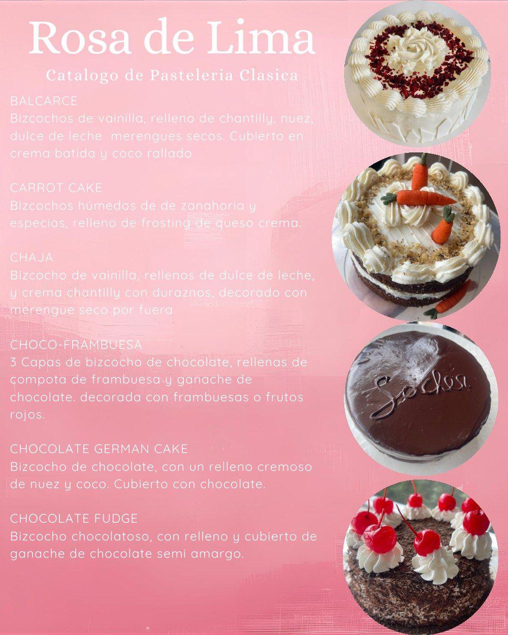 Pastelería clásica: Balcarce, carrot cake, Chaja, choco-frambuesa, German cake y chocolate fudge