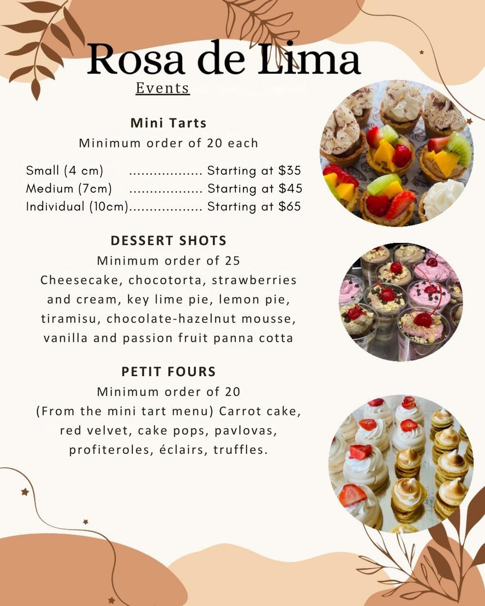 Event specials: mini tarts, dessert shots and petit fours