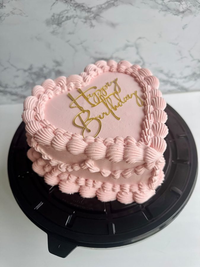 Pastel de corazón vintage rosa en Playa del Carmen