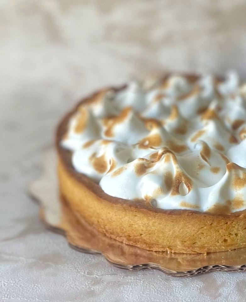 Lemon tart with torched meringue in Playa del Carmen